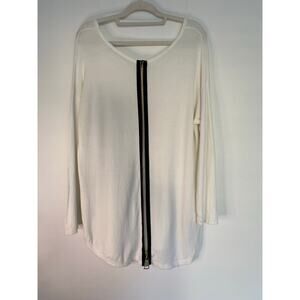 Soft Surroundings White Tunic‎ Shirt Top Long Sleeves Large Zipper Statement